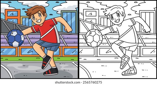 Handball Player Taking Aim Coloring Illustration