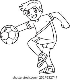 Handball Player Taking Aim Isolated Coloring Page 