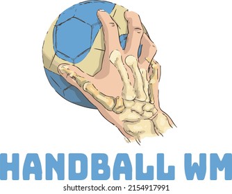 Handball player throwing ball and scoring goal