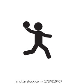 Handball player throwing ball vector icon