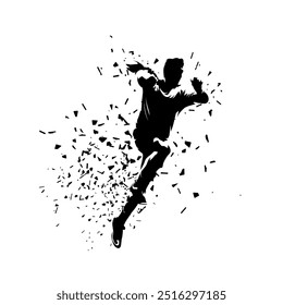 Handball player throws ball, isolated vector silhouette, ink drawing