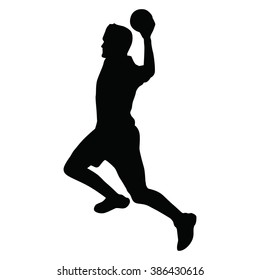 Handball player vector silhouette, side view