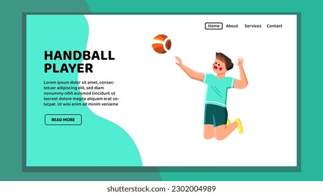 handball player vector. young indoors, interiors one, s practicing, sports teenagers, teens female handball player web flat cartoon illustration