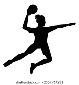 Handball Player Woman Silhouette Icon for Sports and Athletic Themes