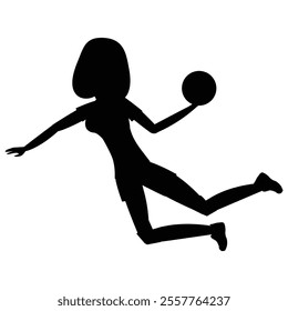 Handball Player Woman Silhouette Icon for Sports and Athletic Themes