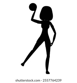 Handball Player Woman Silhouette Icon for Sports and Athletic Themes