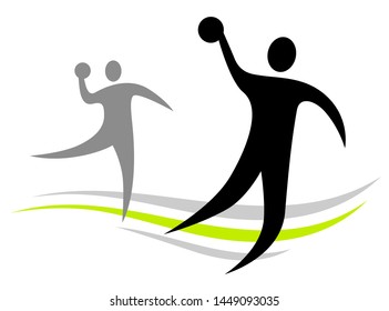 Handball players in action vector illustration