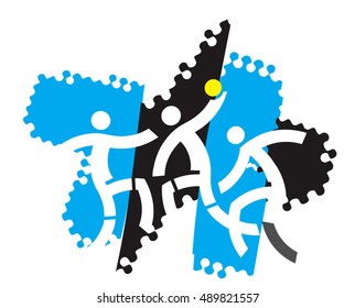 Handball players.
Illustration of Three stylized handball players on the grunge background. Vector available.