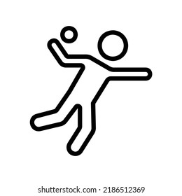 Handball or shot put icon with people in black outline style