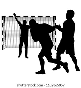 Handball, Silhouette on White Background