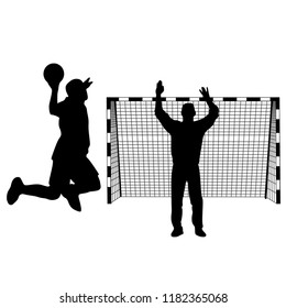 Handball, Silhouette on White Background