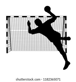 Handball, Silhouette on White Background