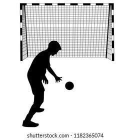 Handball, Silhouette on White Background