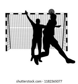 Handball, Silhouette on White Background