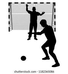 Handball, Silhouette on White Background