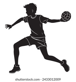 Handball silhouettes and icons. Dark level variety basic exquisite white foundation Handball playing vector and silhouette icon.