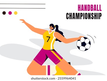 Handball Social Media Background with Flat Cartoon Elements