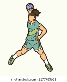 Handball Sport Female Player Action Graphic Vector