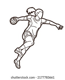 Handball Sport Female Player Action Graphic Vector