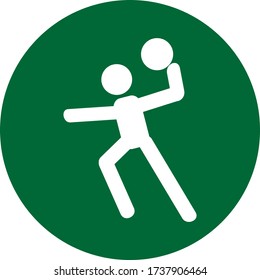 The Handball sport icon flat style with green background for web design