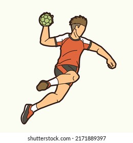 Handball Sport Male Player Action Graphic Vector