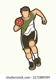 Handball Sport Male Player Action Graphic Vector