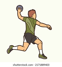 Handball Sport Male Player Action Graphic Vector
