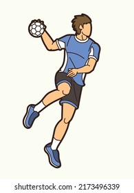 Handball Sport Male Player Action Cartoon Graphic Vector