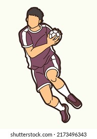 Handball Sport Male Player Action Cartoon Graphic Vector