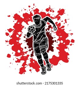 Handball Sport Male Player Action Cartoon Graphic Vector