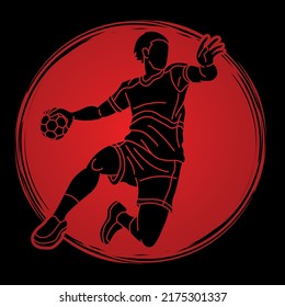 Handball Sport Male Player Action Cartoon Graphic Vector