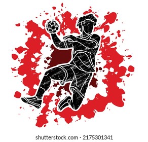 Handball Sport Male Player Action Cartoon Graphic Vector