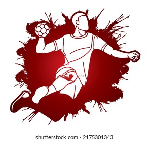 Handball Sport Male Player Action Cartoon Graphic Vector