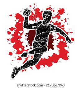 Handball-Sport-Männchen-Action-Cartoon Grafik-Vektorgrafik