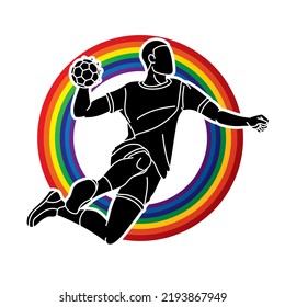 Handball Sport Male Player Action Cartoon Graphic Vector