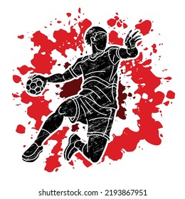 Handball-Sport-Männchen-Action-Cartoon Grafik-Vektorgrafik