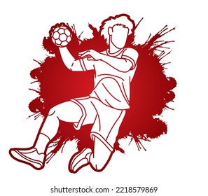 Handball Sport Male Player Action Cartoon Graphic Vector