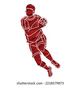 Handball Sport Male Player Action Cartoon Graphic Vector