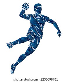 Handball Sport Male Player Action Cartoon Graphic Vector