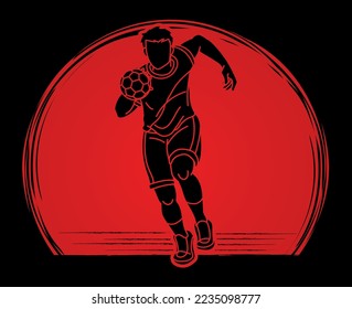 Handball Sport Male Player Action Cartoon Graphic Vector