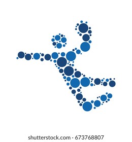 handball sport pictogram filled with circles of different sizes and colors