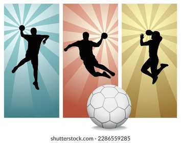 Handball Sport Player Silhouettes - Vector Set