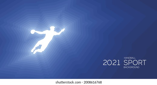 Handball sport shining silhouette 2021 new abstract modern blue background banner