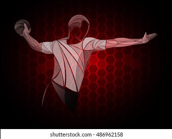 handball sport stylized, red, white, geometric,