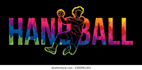 Handball Sport Text Design Cartoon Grafik-Vektorgrafik