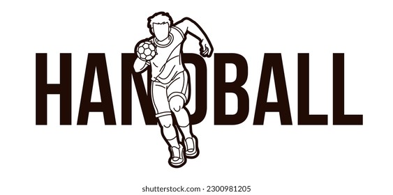 Handball Sport Text Design Cartoon Grafik-Vektorgrafik