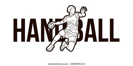 Handball Sport Text Design Cartoon Grafik-Vektorgrafik