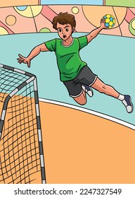 Illustration zum farbigen Handball-Sport