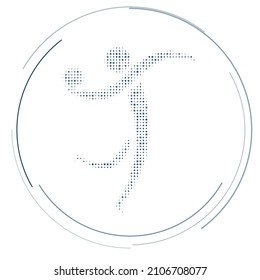 The handball symbol filled with dark blue dots. Pointillism style. Vector illustration on white background