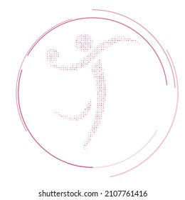 The handball symbol filled with pink dots. Pointillism style. Vector illustration on white background